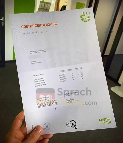 Goethe Zertifikat kaufen - A1 bis C2 ohne Prüfung